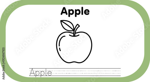 Apple coloring page for kids. Fruit outline drawing
