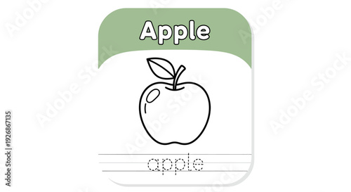 Apple coloring page for kids, outline drawing