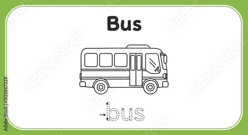Bus coloring page for kids, outline illustration