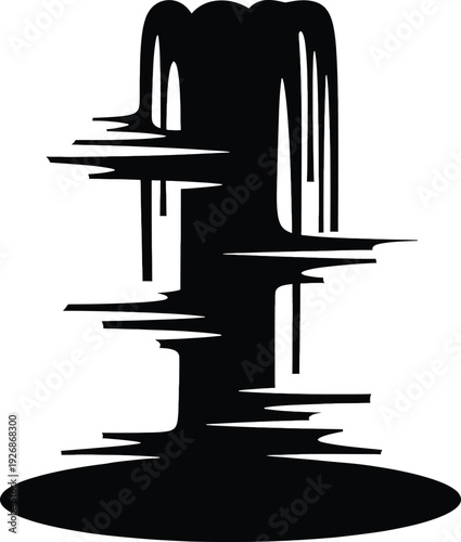 Black Liquid Dripping Abstract Art on White Background