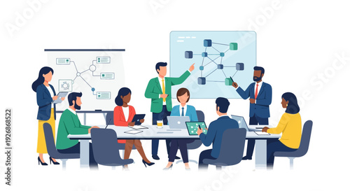 Diverse Team Collaborating in a Modern Business Meeting.