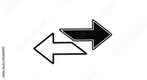 Two opposing arrows pointing left and right a graphic design silhouette