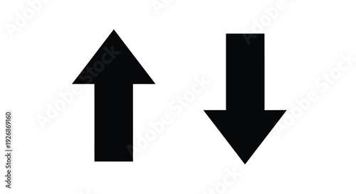 Two black arrows pointing up and down simple graphic design silhouette