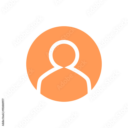 Circle shape personal account button. User profile orange round button isolated vector. User icon symbol.