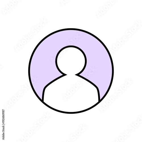 User profile icon. Simple circle person silhouette button. Flat design vector icon.