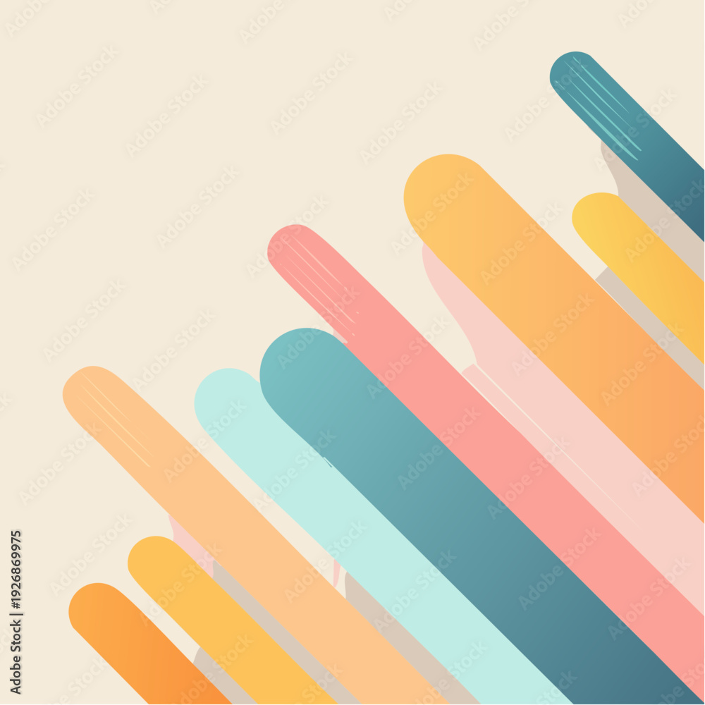 Obraz premium Creative abstract background design with gentle pastel colored linear elements
