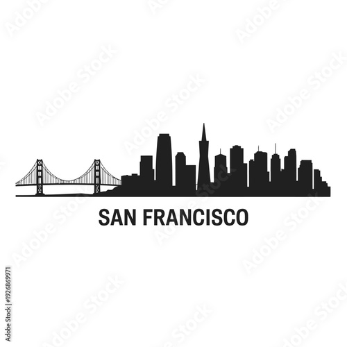 San francisco skyline featuring the golden gate bridge in silhouette