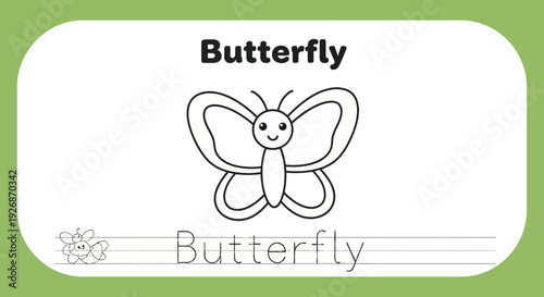 Butterfly tracing worksheet for kids. Printable activity.