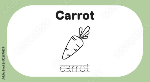 Carrot coloring page for kids, outline illustration
