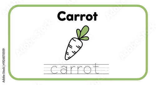Carrot tracing worksheet for kids learning
