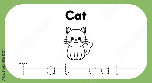 Cat tracing practice worksheet for kids