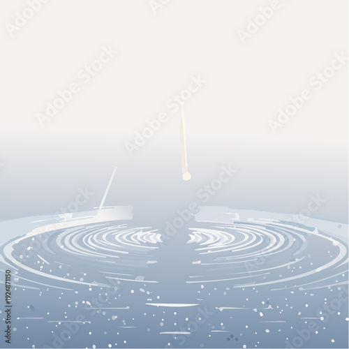 The serene impact of a single water drop creating expanding circular ripples on a calm surface