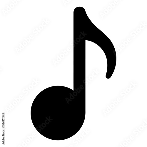 Musical note icon black silhouette for music design isolated on white