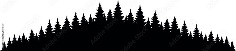 Obraz premium Pine Tree Forest Silhouette Vector Illustration for Nature and Outdoor Designs