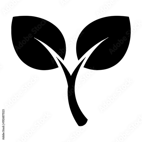 Black leaf icon silhouette representing growth and nature for graphic design