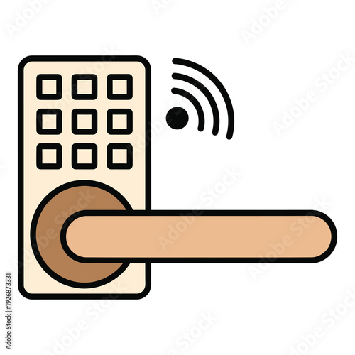 Smart electronic door lock with keypad and wireless connectivity symbol icon