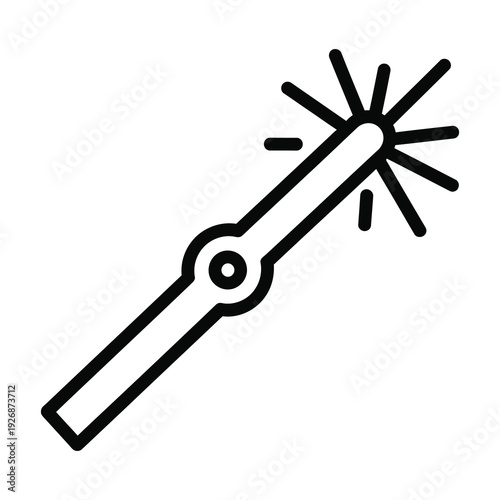 Sparkling magic wand with starburst effect on transparent background icon