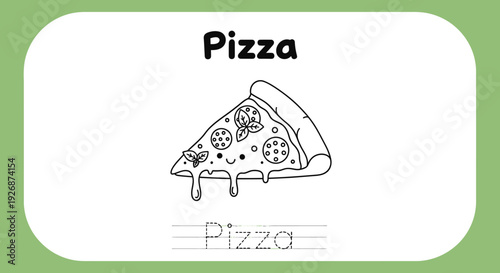 Cute Pizza Slice Coloring Page for Kids