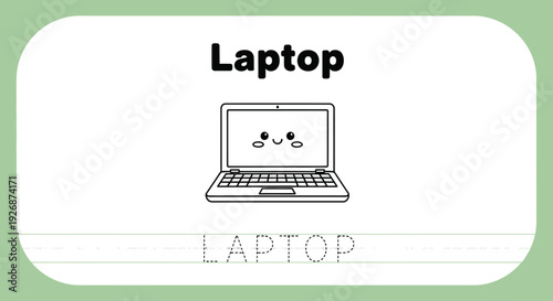 Cute Laptop Illustration for Kids Learning