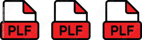 Three identical plf files displayed in a row with red and white color scheme