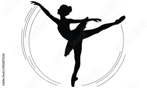 Elegant ballerina silhouette dancing in a graceful pose with flowing lines.