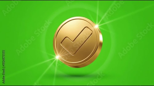 checklist icon 3d render gold circle button