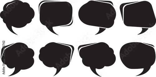 Black speech bubbles on a white background illustration set