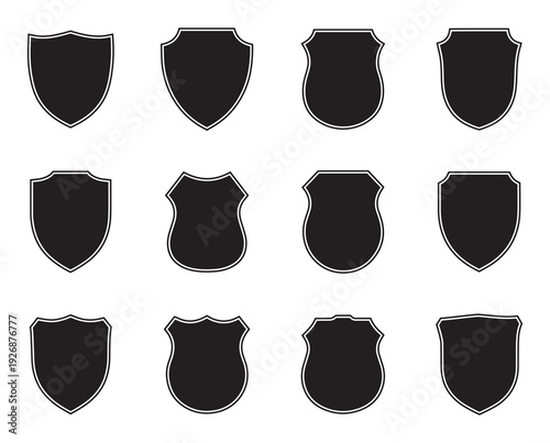 Black shield badge set