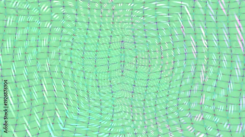 Close-up of a green metallic mesh surface with wavy pattern and shiny reflective lines
