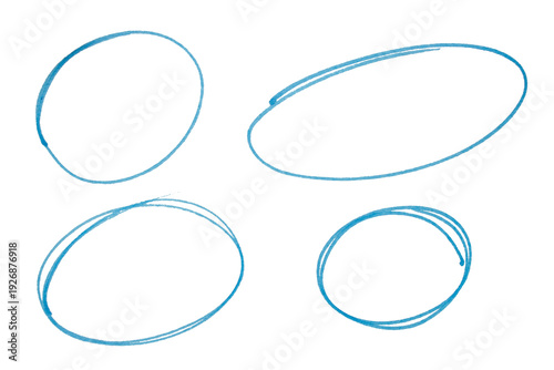 Fotografie Set of blue highlight circles on transparent background cut out design elements
