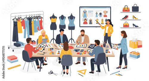 Fashion Design Team Collaborating on New Collection Ideas.