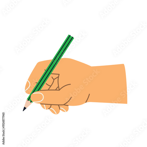 hand with pencil writing or drawing, creative sketching concept -vector illustration