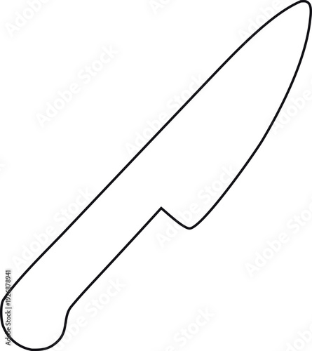 Modern outline kitchen knife vector icon with thin line style, suitable for culinary websites, recipe blogs, restaurant menus, and cooking related UI design.