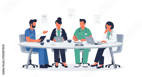 Medical Professionals Collaborating Around a Conference Table.