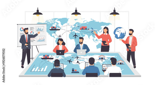 Global Business Meeting with International Team Collaboration.