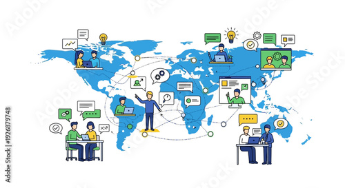 Global Business Network and Collaboration Illustration.