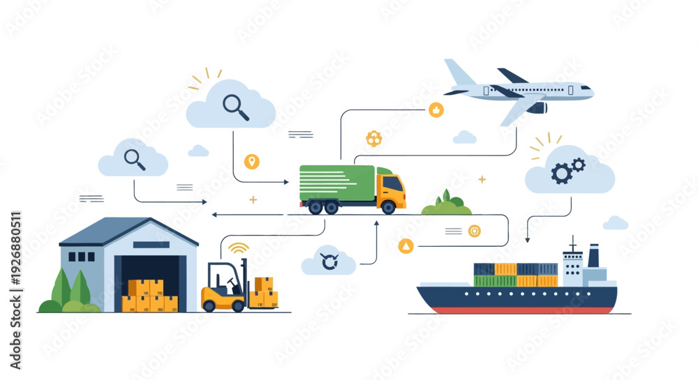 Fototapeta premium Global Logistics Network - Streamlining Supply Chain with Modern Transportation.