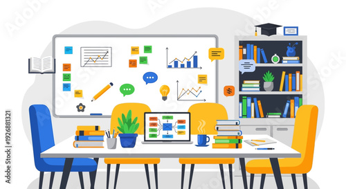 Modern Classroom With Whiteboard And Technology.