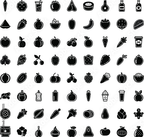 Collection of various food and drink icons