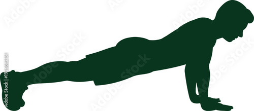 Man Doing Push Up Silhouette Vector Illustration: Fitness Workout Graphic.