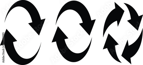 Circular Arrow Icons Set Representing Refresh, Reload, Recycle and Rotation Symbols for Process Flow, Loop Concept and Sustainable Business Vector Design
