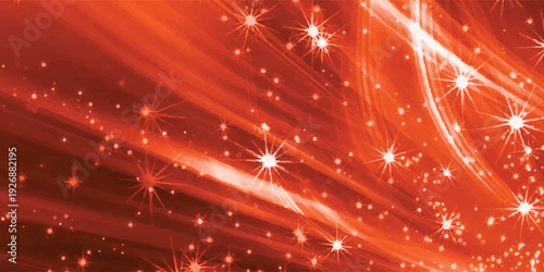 Abstract fiery cosmic background with intense glowing orange stars and light trails.