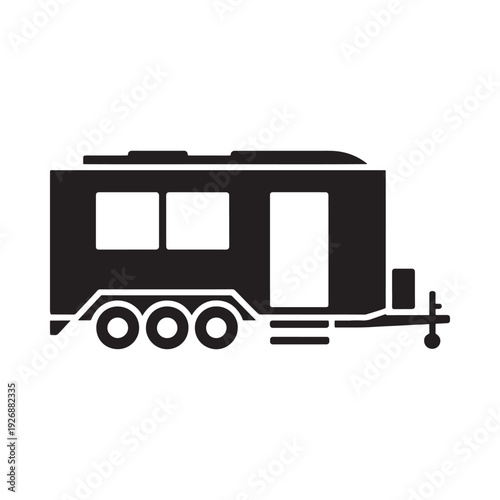 Black silhouette of a recreational vehicle a camper trailer icon