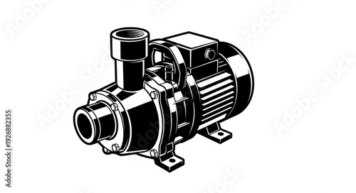 Detailed illustration of a powerful electric water pump for industrial applications.