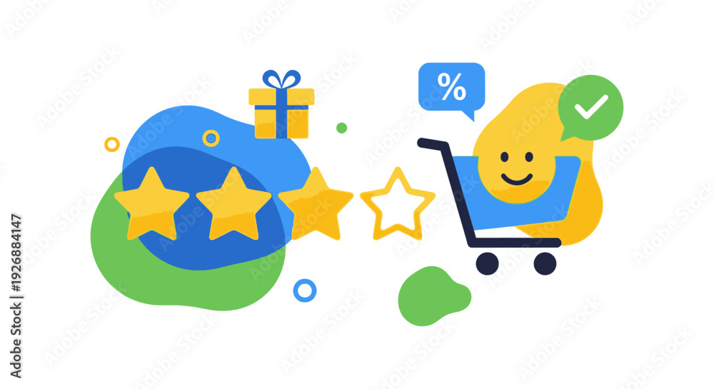 Obraz premium Online Shopping Customer Satisfaction: Reviews, Discounts & Loyalty Rewards Program