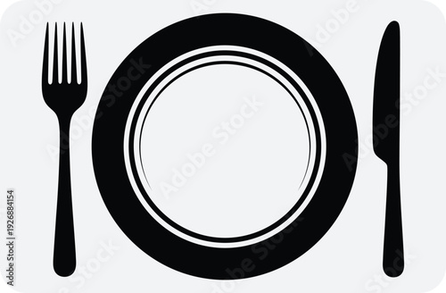 Table setting with plate fork and knife