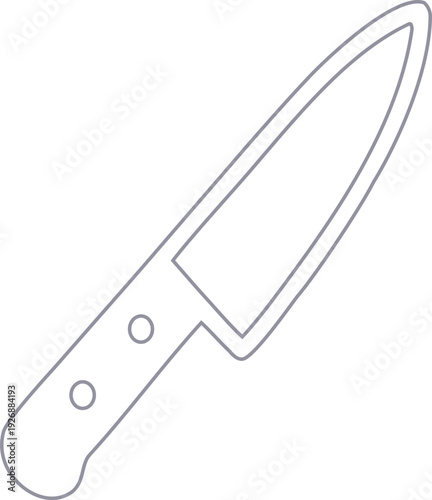 Simple outline chef knife vector icon designed with modern line style, perfect for restaurant branding, culinary apps, cooking blogs, and kitchen icon collections.