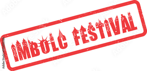 Imbolc Festival celebration stamp featuring urban cityscape silhouettes perfect for holiday event traditions