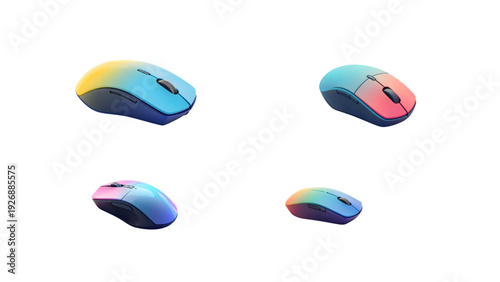 full color wireless mouse for computer isolated on white background
