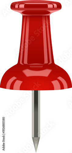 Push Pin, Drawing Pin & Thumbtack Vector for Isolated Map Marker, Office Stationery & Memo Highlight